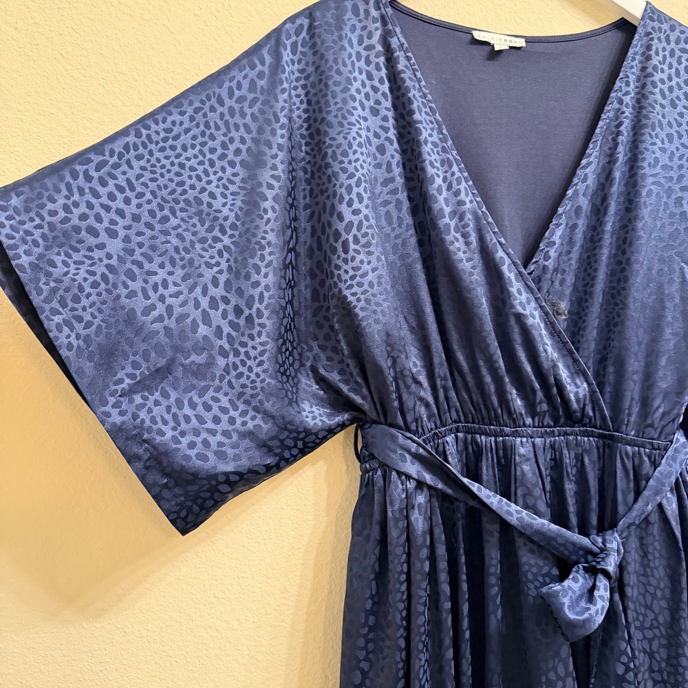 Baltic Born Savannah Print Kimono Maxi Dress N avy Blue Size Large True Wrap - Picture 9 of 9